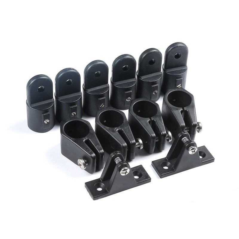 MxEol Boat 3 Bow Bimini Top Fittings Hardware Set Black Nylon W/Screws 12 PCS (Black, 7/8 Inch Set) - Image 1